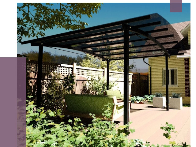 Навесы для террасы в Добрянке от 12880 руб. под ключ | ПРОЛЁТ-Дбр