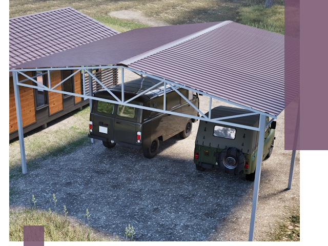 Двускатные навесы под ключ в Добрянке — изготовление и монтаж