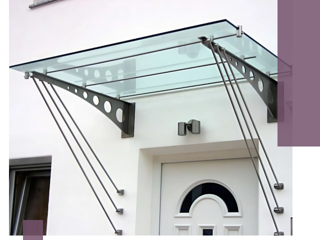 Козырьки над входом под ключ в Добрянке — изготовление и монтаж